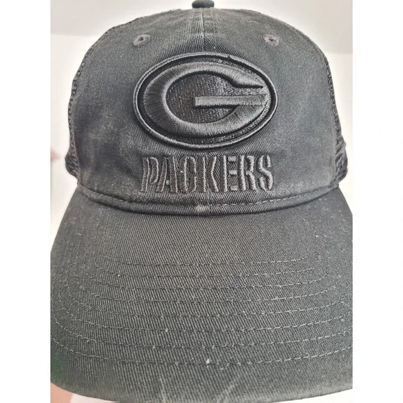 Fanatics Green Bay Packers NFL Trucker Hat Black Snapback Mesh Cap Embroidered