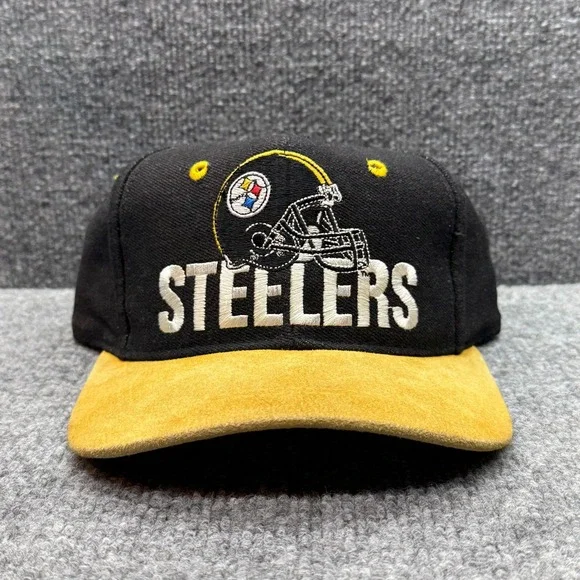 Vintage Pittsburgh Steelers Snapback Hat Universal Industries Black Gold NFL Cap