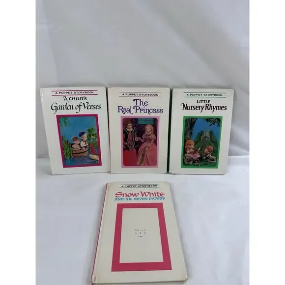 Vtg A Puppet Storybook Lot 4 Snow White Little Nursery Rhymes Garden Of Verses
