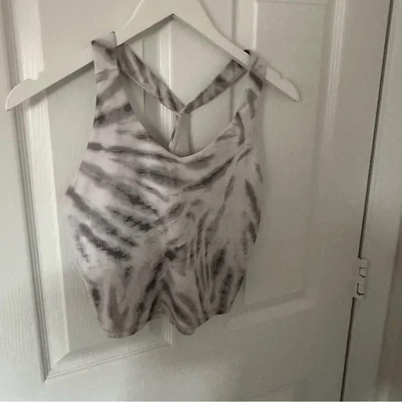 Gray and White Sports Bra