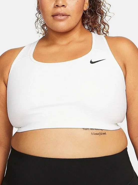 Nike Plus Size Swoosh Non-Padded Sports Bra White Medium Support