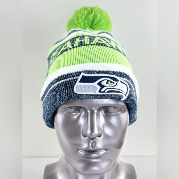New Era NFL Seattle Seahawks striped Logo, Cuffed Beanie Skull Cap (Unisex)