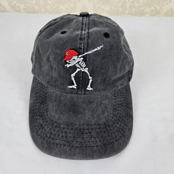 Sol Premium Dad Hat Dabbing Skeleton Gray Embroidered Adjustable Back Unisex
