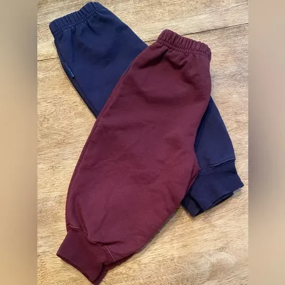 Vintage Old Navy 6-12 Months (M)‎ 100% Cotton Maroon & Navy Joggers (Lot of 2)