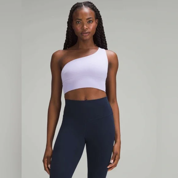 Lululemon Align Asymmetrical Bra Light Support Lilac Smoke Size 8