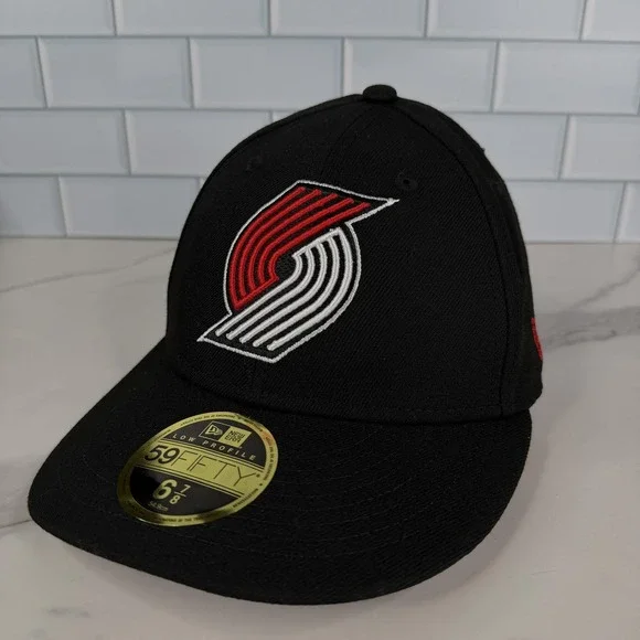 Portland Trail Blazers Hat Cap Fitted Mens 6 7/8 Black New Era 59Fifty