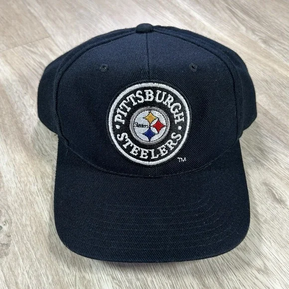 VTG Pittsburgh Steelers Snapback Hat NFL Football Black Pro Line AJD Wool Cap