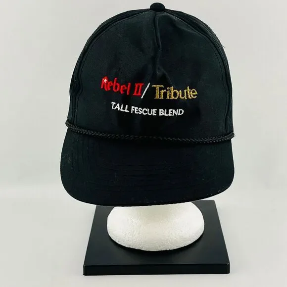 Vintage Rebel II/Tribute Tall Fescue Blend‎ Hat Black Twill Strapback Adjustable
