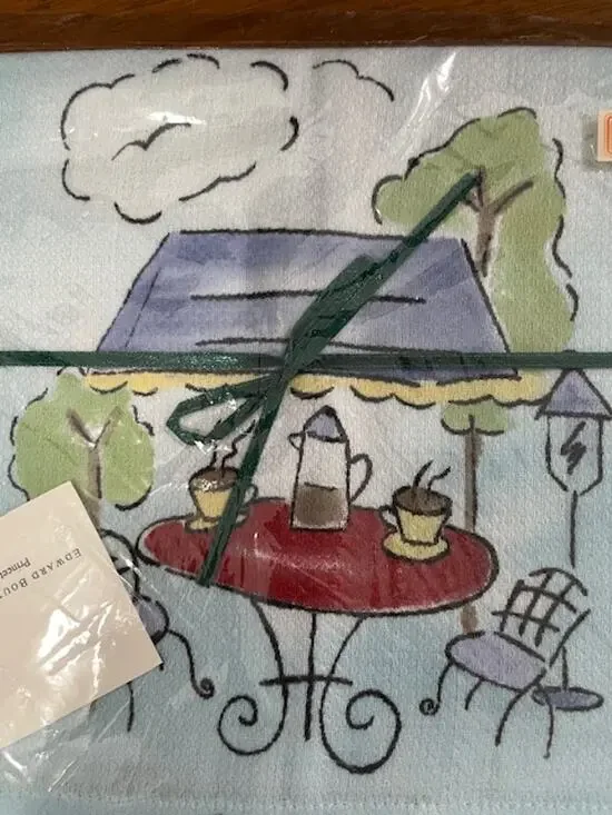 Hand Painted Tea Towels Le Cafe Set French Bistro Decor Gift Idea Cottagecore