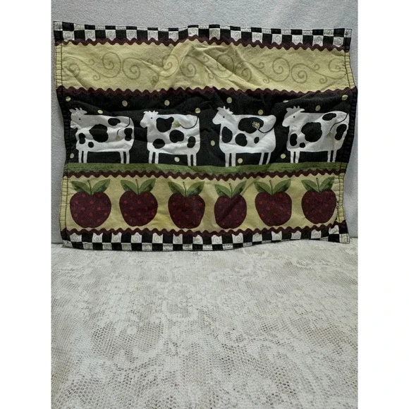Franco Kitchen Decor Cow Apple Checkered‎ Border Placemat Farmhouse