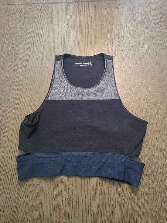 Outdoor Voices Slash Back Blue Colorblock Sports Bra L EUC