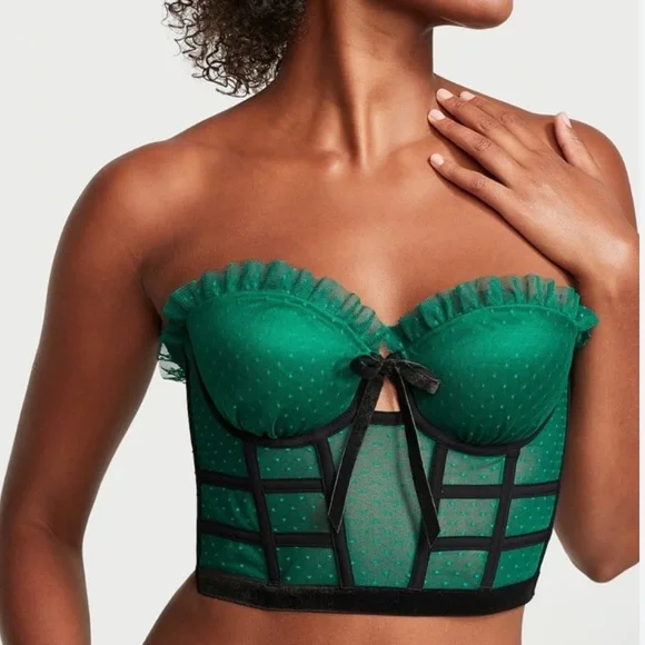 NWOT  Victoria’s secret dream Angel strapless dotted mesh Corset top size 32DD