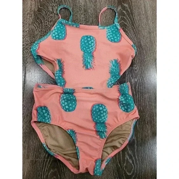 Old Navy pineapple‎ one piece swimsuit size 8 girls #4