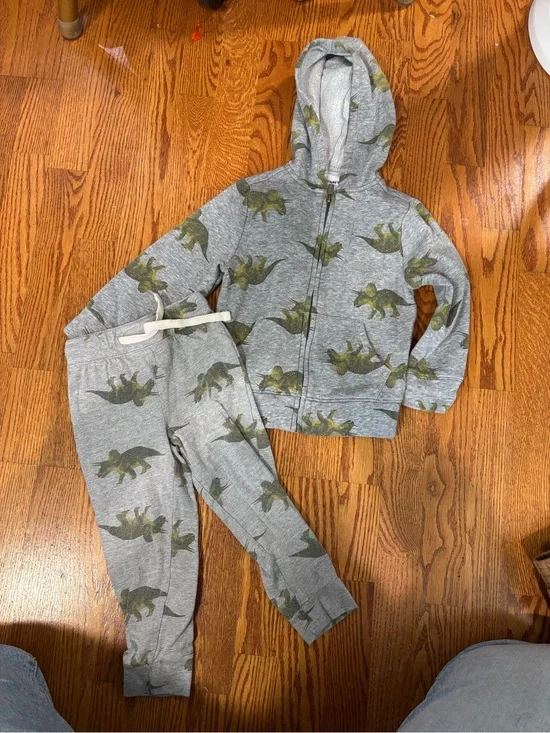 Old Navy 3T boys matching dinosaur sweatsuit hoodie and pants
