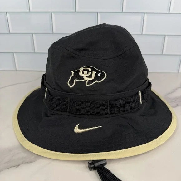 Colorado Buffaloes Hat Bucket Mens Medium Black Gold NCAA Football Dri-FIT Nike