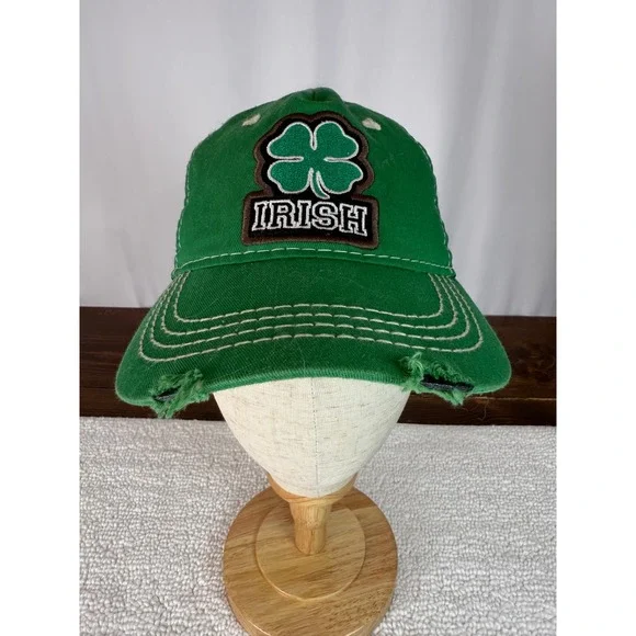Irish Hat Green‎ Shamrock Baseball Cap Trucker Distressed One Size Adjustable