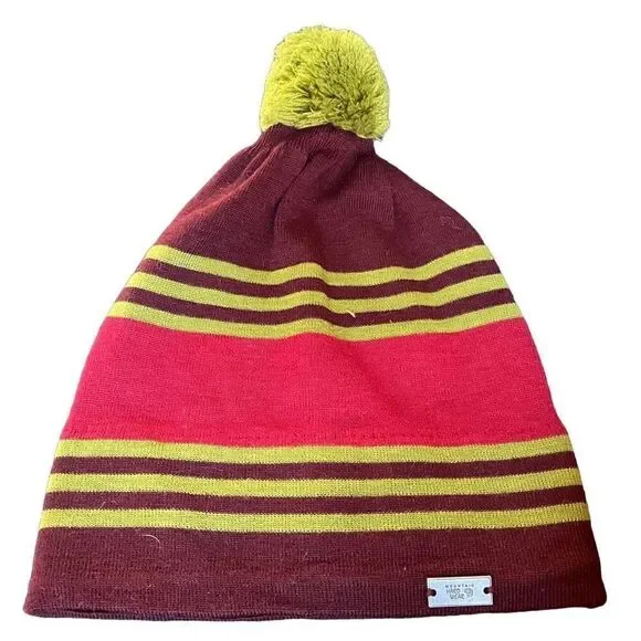 Mountain Hardware Unisex Hat Knit Beanie OS Pompom Olive Green Brick Red Maroon