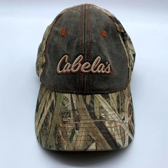 Cabela's Baseball Hat Mens OSFM Brown Camo Embroidered Logo Adjustable Strap
