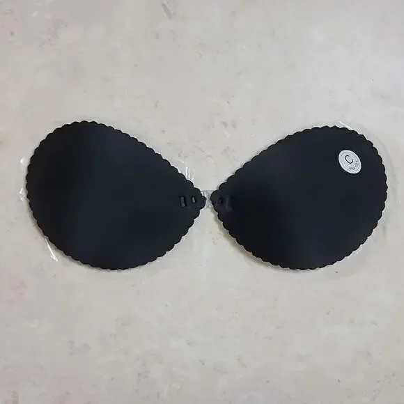 Self Adhesive Bra C Cup Backless Seashell Scallop Black