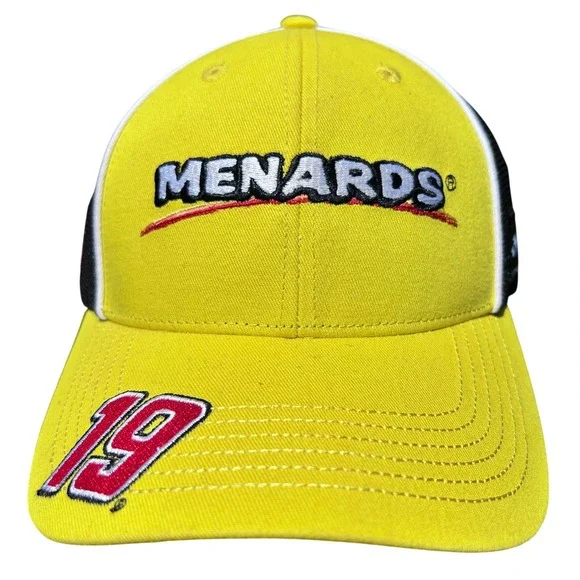 Menards NASCAR Joe Gibbs Racing Hat Mens OSFA Yellow Mesh #19 Martin Truex‎ Jr