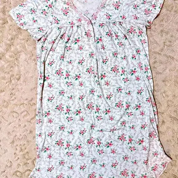 Vintage Emma C Nightgown - XL - Floral Cottagecore Sleepwear