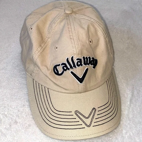 Callaway Golf khaki cotton embroidered brim baseball hat NWOT One Size