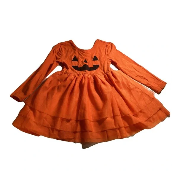 Halloween Girls Pumpkin Dress Orange Tutu Jack-o'-lantern 4t Old Navy