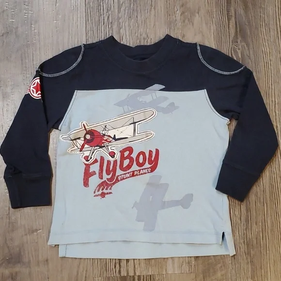 Old Navy Fly Boy Stunt Plane Long Sleeve Shirt Size 3T