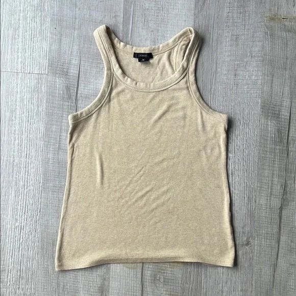 Cream Ribbed Sleeveless Pajama Top.