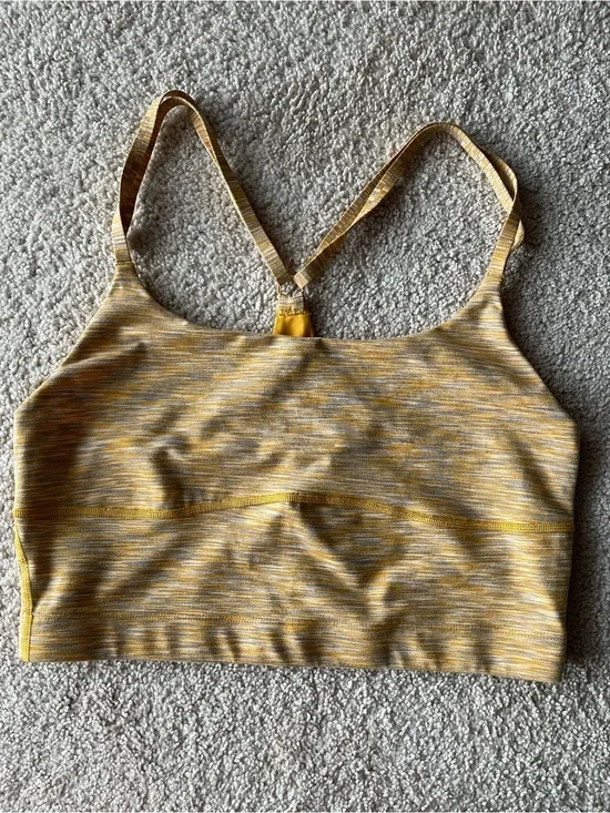 Outdoor Voices Women's Sports Bra Size L Yellow Gray Striped Racerback