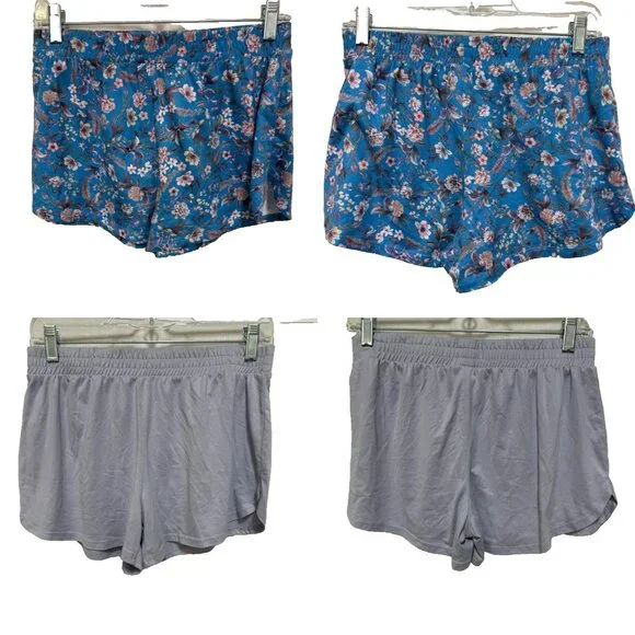 Lot of 2 FN Flora Nikrooz Womens Medium M Lounge Sleep Shorts Floral Solid