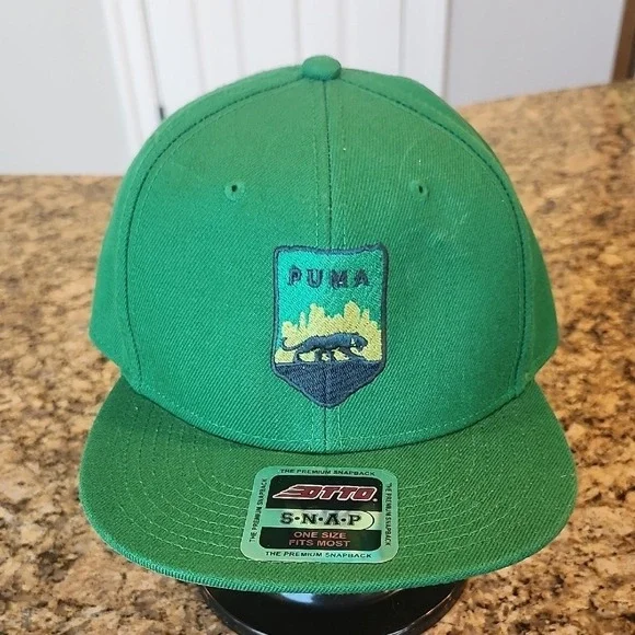 Puma Green Snapback Hat Flat‎ Brim Structured great for St. Patty's