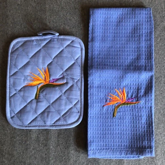 Bird of Paradise Pot Holder and Hand / Tea Towel Set