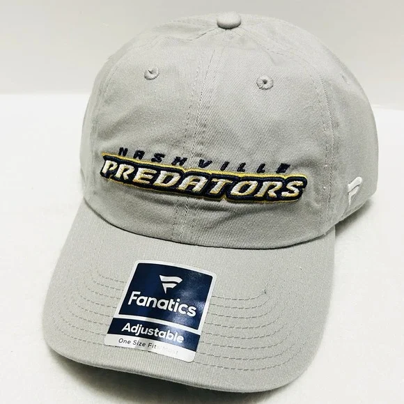 Fanatics Nashville Predators Wordmark Hat Cap Adjustable Strap Light‎ Gray NHL