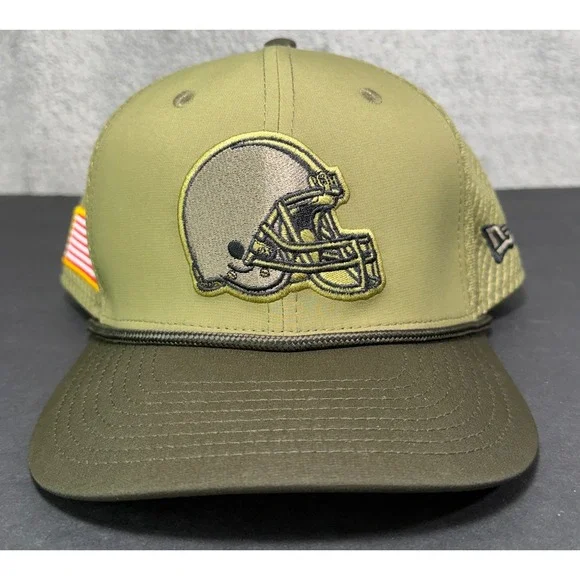 New Era Cleveland Browns Hat Mens M/L Olive Salute to Service 9SEVENTY Snapback
