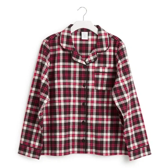 Vera Bradley Button Up Flannel Cotton Pajama‎ Top Plus Size 2x NWT