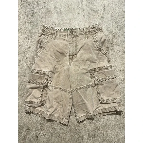 Old Navy Youth Sz 10 khaki Beige Cargo Shorts Surplus‎ 100% Cotton
