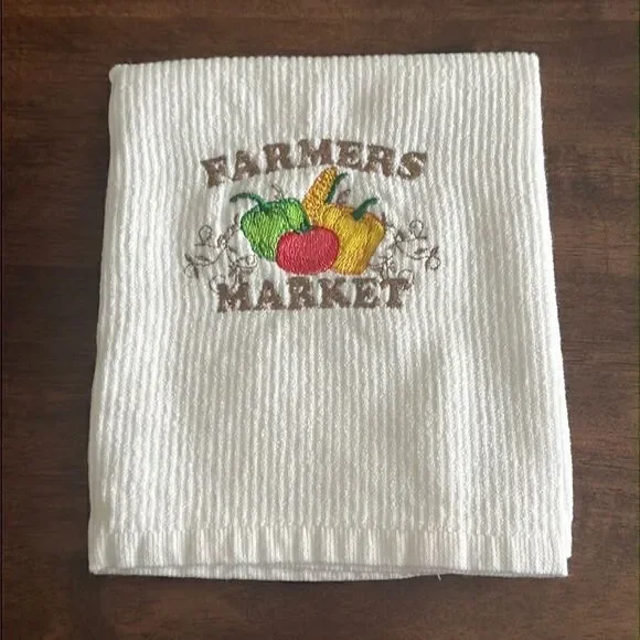 White Cotton Farmers Market Vegetables Kitchen Bar-Mop 18” by 16”