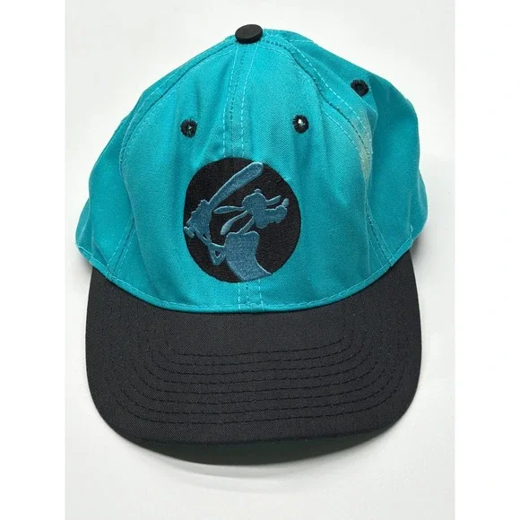 Vintage Goofys Hat Co Disney Goofy Baseball Snapback Hat Teal Black Made in‎ USA