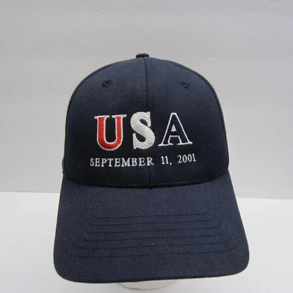 USA September 11,2001 NU-FITHat,Men's S-M, Fitted‎ ,Embroidered, dark navy blue