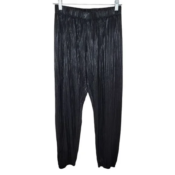 Victoria's Secret Plisse Sleep Pant Jogger Shimmer Shiny Black XS