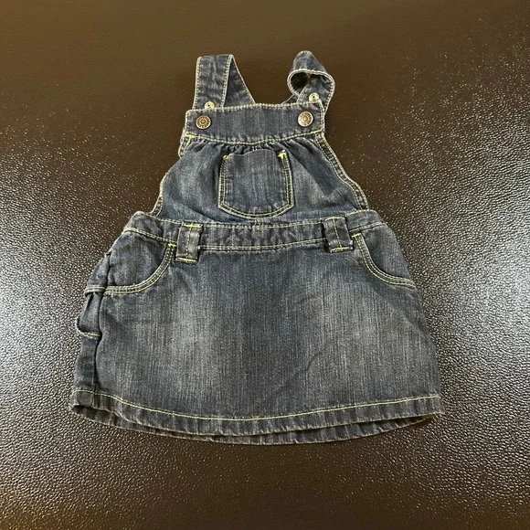 Old Navy Denim Jumper‎ Dress Cute Pocket Detail Adjustable Straps 12-18M