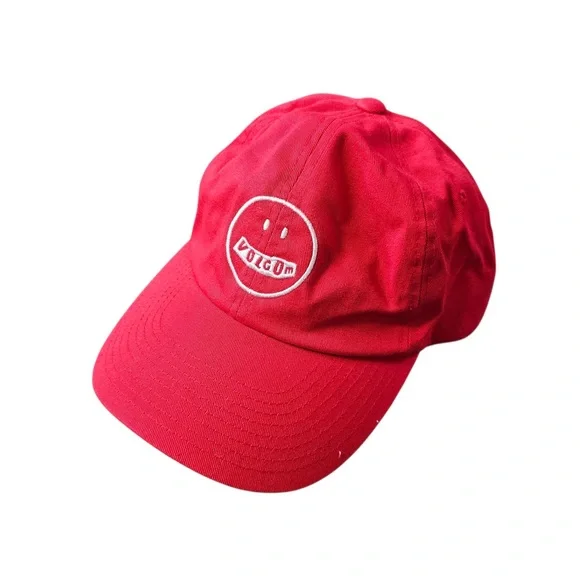 Volcom Red Stoney Face Embroidered Dad Hat Adjustable Strapback