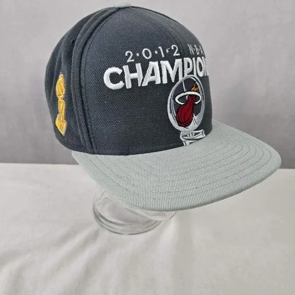 Adidas Miami Heat 2012 NBA Champions‎ Snapback Hat Grey Basketball Cap Mens OSFM