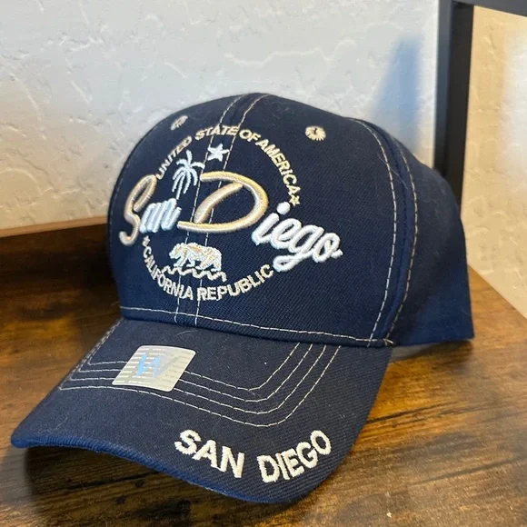 NEW Navy San Diego Embroidered Cap hat unisex womens men’s California Velcro‎