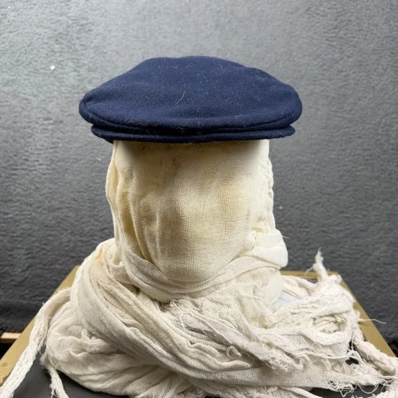 Vintage Country Gentleman Navy Wool Flat Newsboy Golf Cap Hat Made in USA Medium