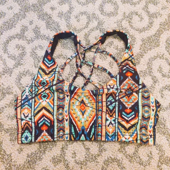 MOSSIMO Multi-Color Native American Western Print Breathable Active Sport Bra XS