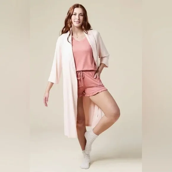 Softies 3 piece Set - Dream Slouchy Tee Top with shorts and Dream Shawl Robe