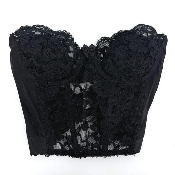Vintage Victoria's‎ Secret Black Lace Bustier Corset Top Y2K