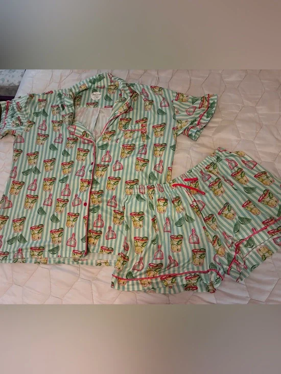 Benny + Co. Women’s Bamboo Pajama Set With Margarita Print In Mint and Pink